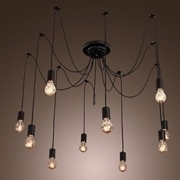 Designer Touch Decorative Chandelier Vintage Design Bulbs Included Living 10 Lights Pendant Light