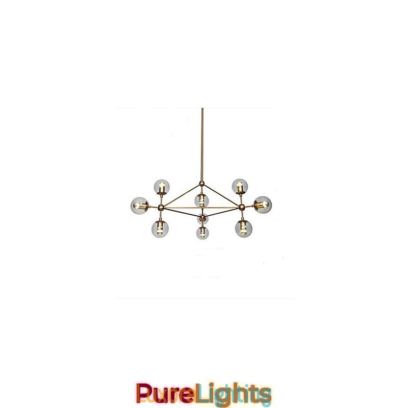 Designer Touch Decorative Golden Beans Chandelier 10 Light with Glass Shade