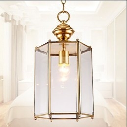 Designer Touch Decorative American Country Small Pendant all Copper Single Glass