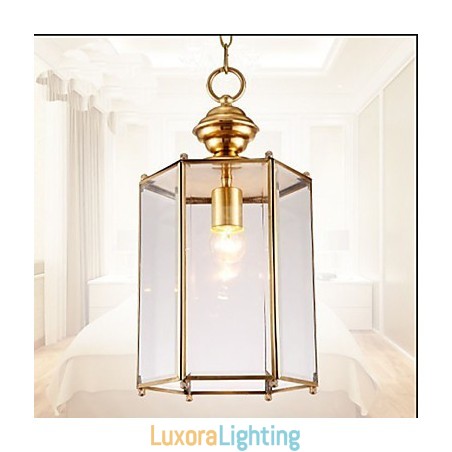 Designer Touch Decorative American Country Small Pendant all Copper Single Glass