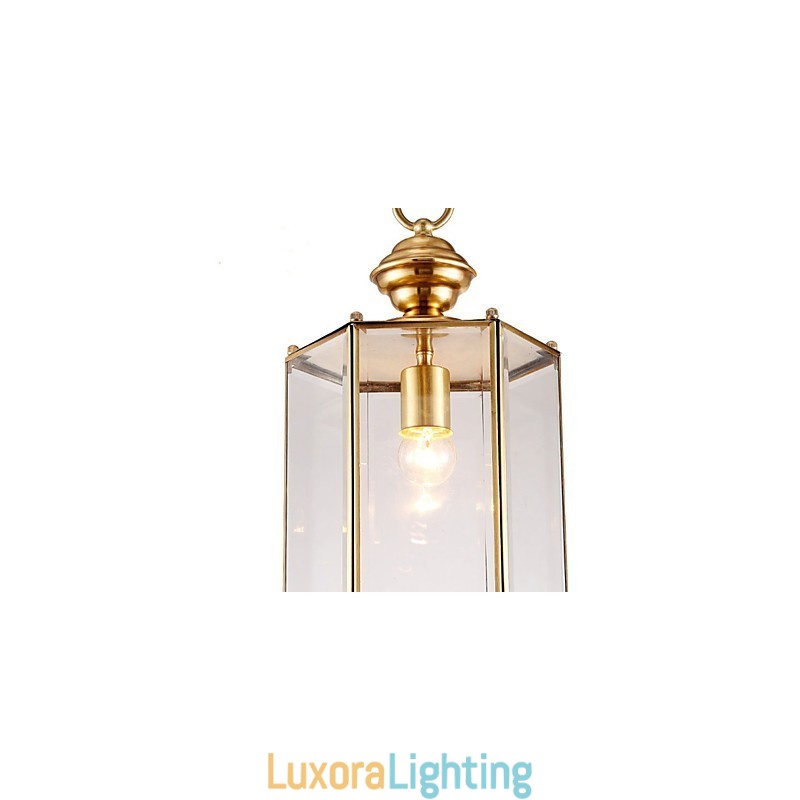 Designer Touch Decorative American Country Small Pendant all Copper Single Glass