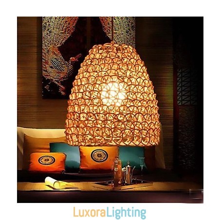 Designer Touch Decorative Retro Round Rattan Garden Lamp Shade