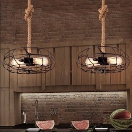 Designer Touch Decorative Vintage American Lron Rope Creative Industrial Fan Chandelier