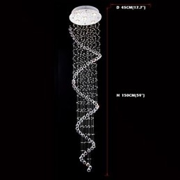 Designer Touch Decorative Crystal Pendant Light Chandelier Lighting 5 Lights Silver Canpoy Clear K9 Crystal Helix Ceiling Lamps