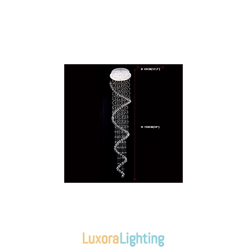 Designer Touch Decorative Crystal Pendant Light Chandelier Lighting 5 Lights Silver Canpoy Clear K9 Crystal Helix Ceiling Lamps