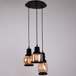 Designer Touch Decorative Antique Glass Shade 3 Light Artistic Minimalist Pendant