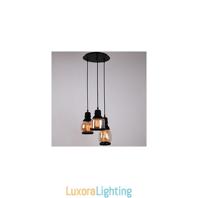 Designer Touch Decorative Antique Glass Shade 3 Light Artistic Minimalist Pendant