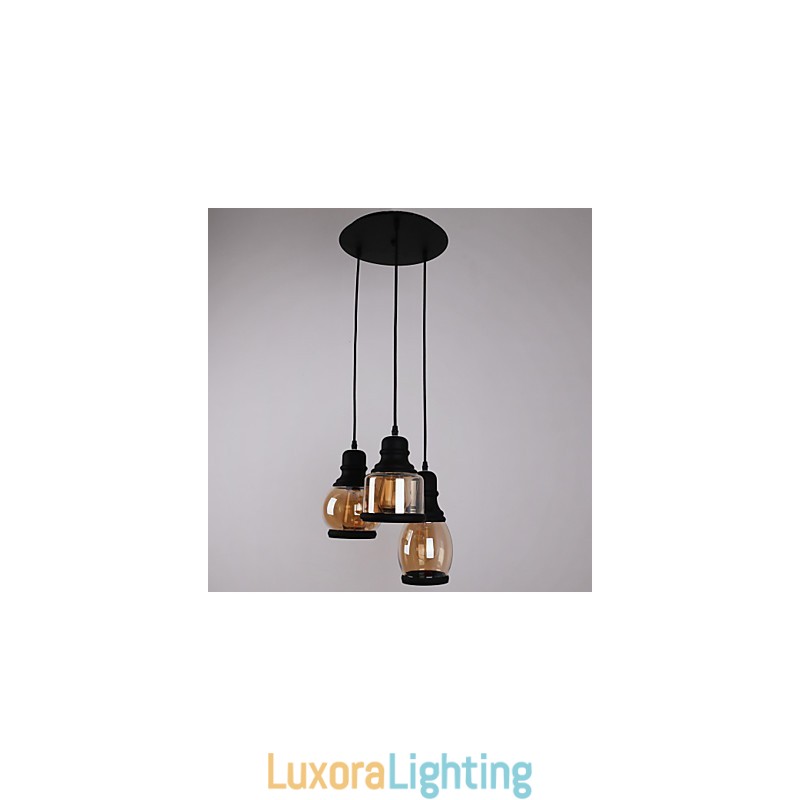 Designer Touch Decorative Antique Glass Shade 3 Light Artistic Minimalist Pendant