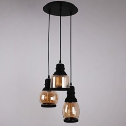 Designer Touch Decorative Antique Glass Shade 3 Light Artistic Minimalist Pendant