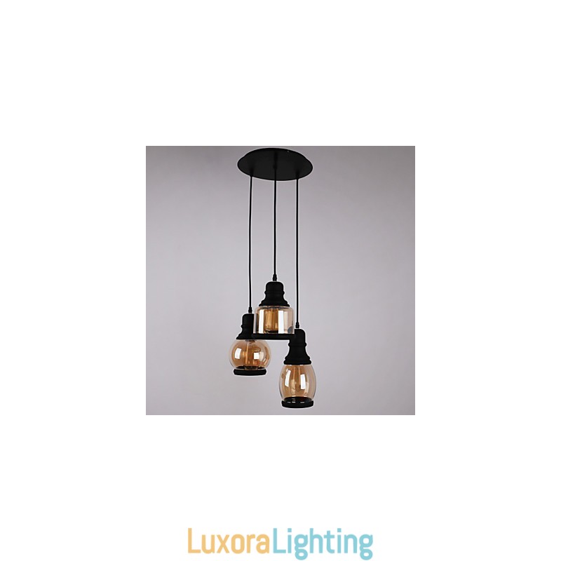 Designer Touch Decorative Antique Glass Shade 3 Light Artistic Minimalist Pendant