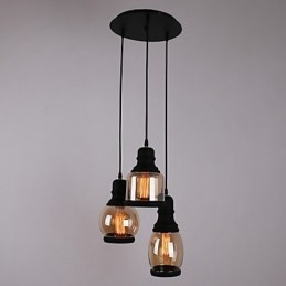 Designer Touch Decorative Antique Glass Shade 3 Light Artistic Minimalist Pendant