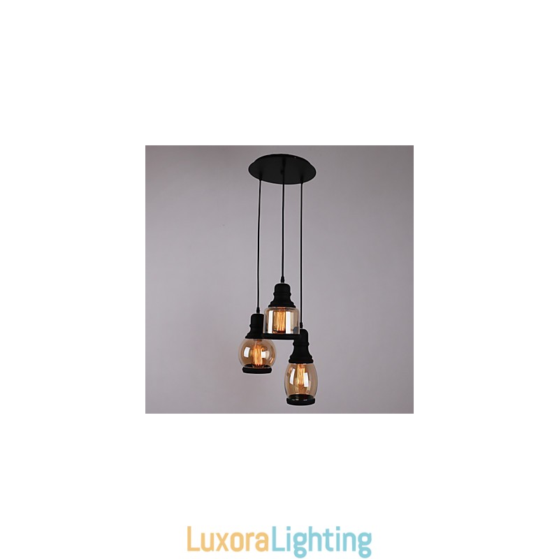 Designer Touch Decorative Antique Glass Shade 3 Light Artistic Minimalist Pendant