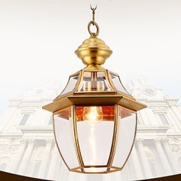 Designer Touch Decorative American Country Small Pendant all Copper Single Glass C