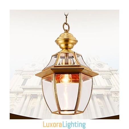 Designer Touch Decorative American Country Small Pendant all Copper Single Glass C