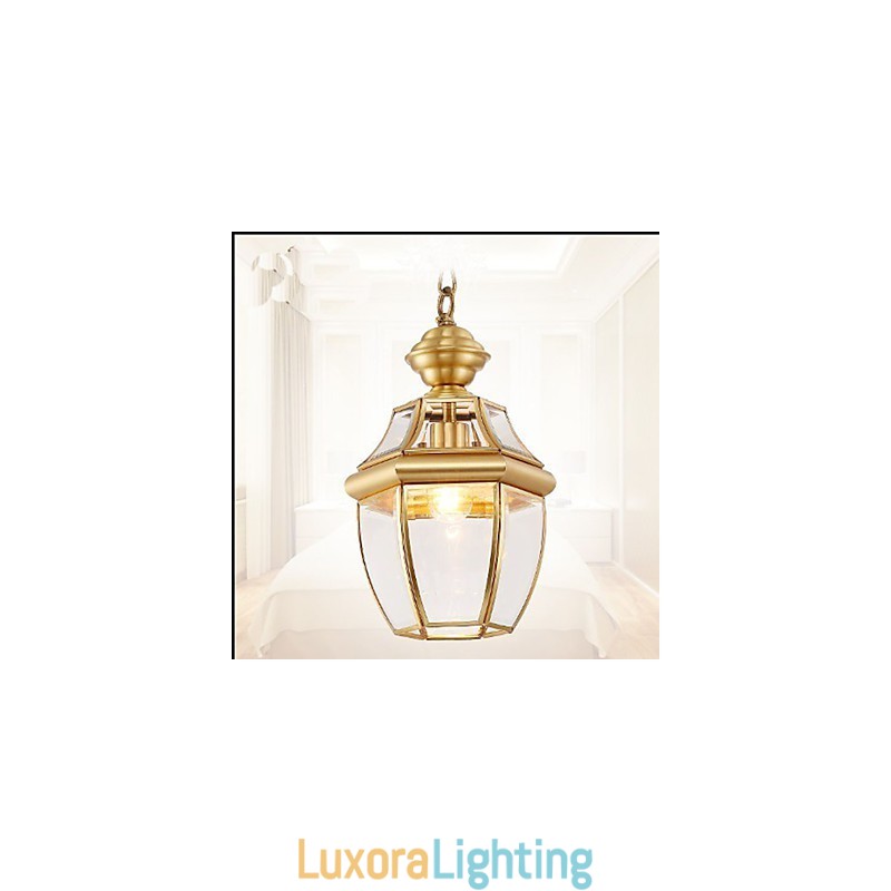 Designer Touch Decorative American Country Small Pendant all Copper Single Glass C