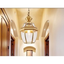 Designer Touch Decorative American Country Small Pendant all Copper Single Glass C