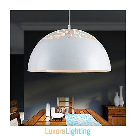 Designer Touch Decorative Vintage Style Minimalist 1 Light Pendant with Carved Shade Pendant Light