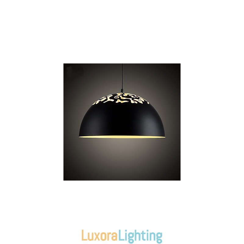 Designer Touch Decorative Vintage Style Minimalist 1 Light Pendant with Carved Shade Pendant Light