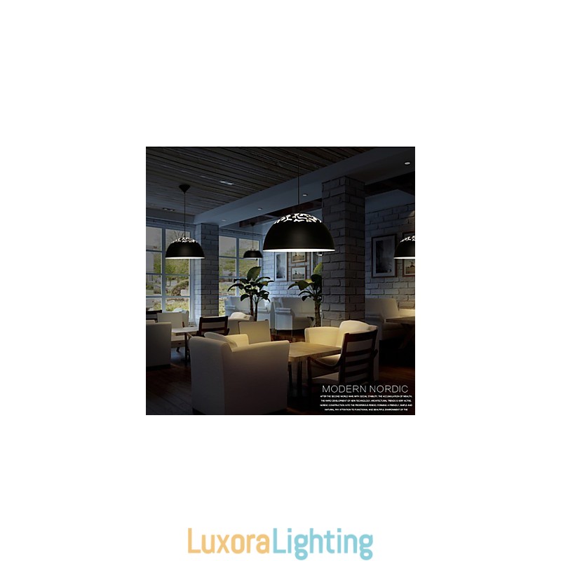 Designer Touch Decorative Vintage Style Minimalist 1 Light Pendant with Carved Shade Pendant Light