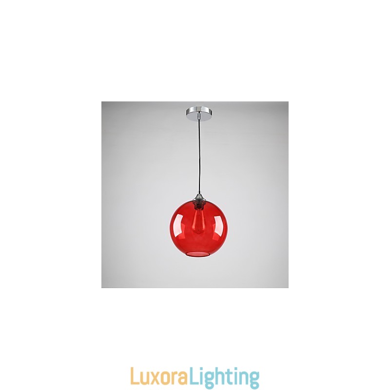Designer Touch Decorative Modern Glass Pendant Light in Round Red Bubble Design