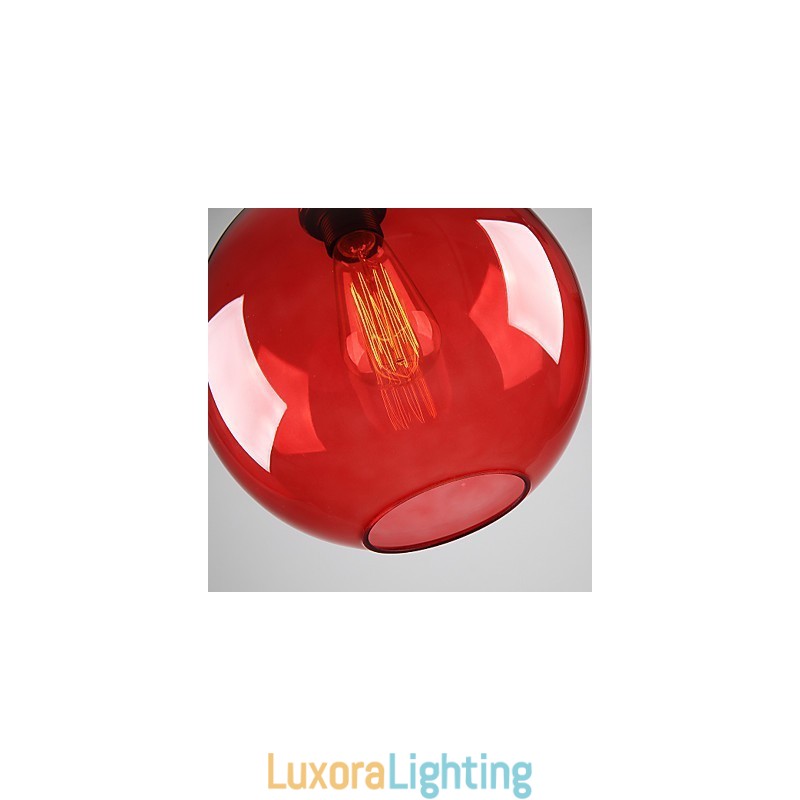Designer Touch Decorative Modern Glass Pendant Light in Round Red Bubble Design