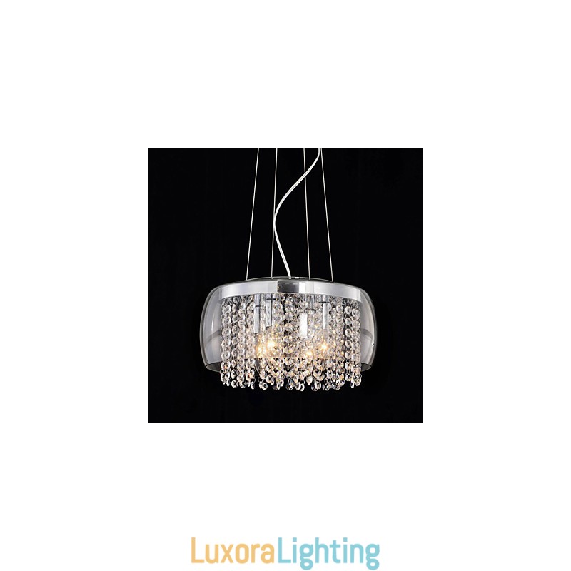 Designer Touch Decorative Modern Contemporary Drum Crystal Mini Style Painting Pendant Light