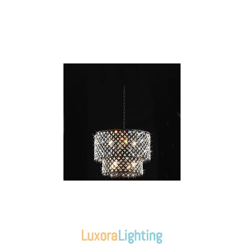 Designer Touch Decorative Modern Contemporary Drum Crystal Painting Pendant Light