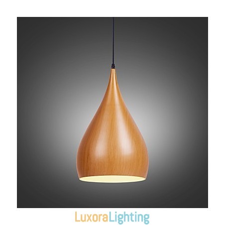 Designer Touch Decorative Retro Pendant Light Wood Grain Metal Cafe pendant lamps