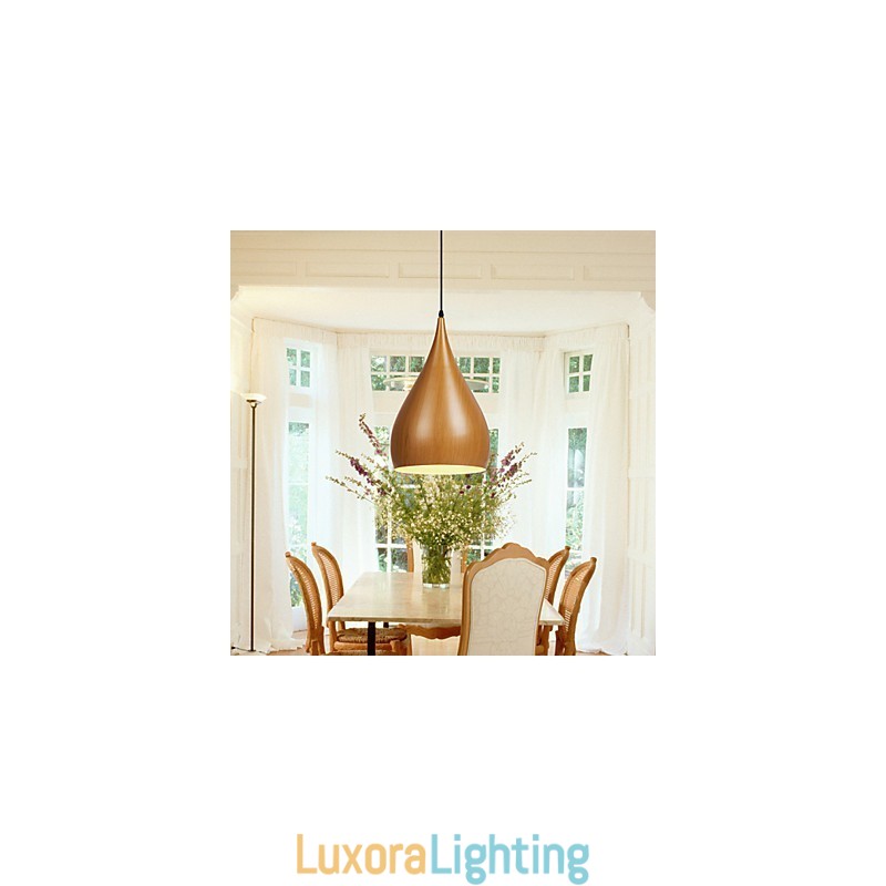 Designer Touch Decorative Retro Pendant Light Wood Grain Metal Cafe pendant lamps