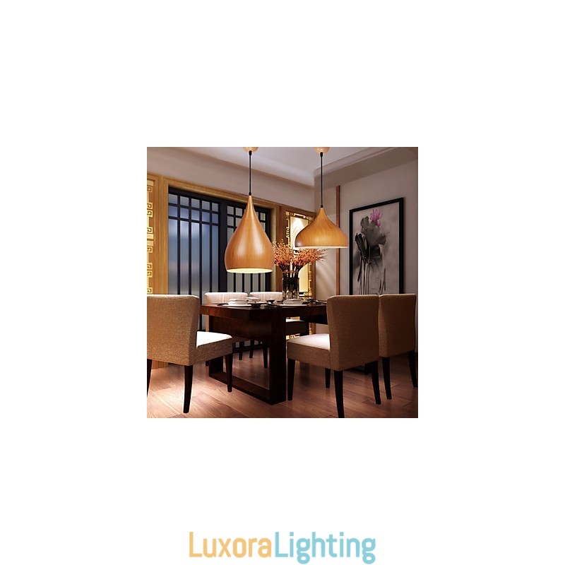 Designer Touch Decorative Retro Pendant Light Wood Grain Metal Cafe pendant lamps