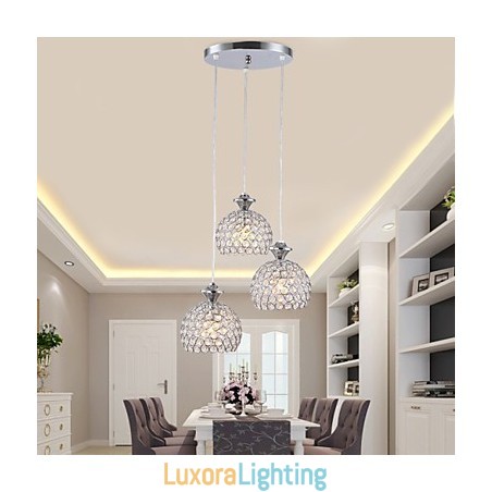 Designer Touch Decorative 3 Heads Modern Contemporary Crystal Pendant Light