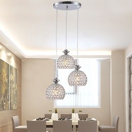 Designer Touch Decorative 3 Heads Modern Contemporary Crystal Pendant Light