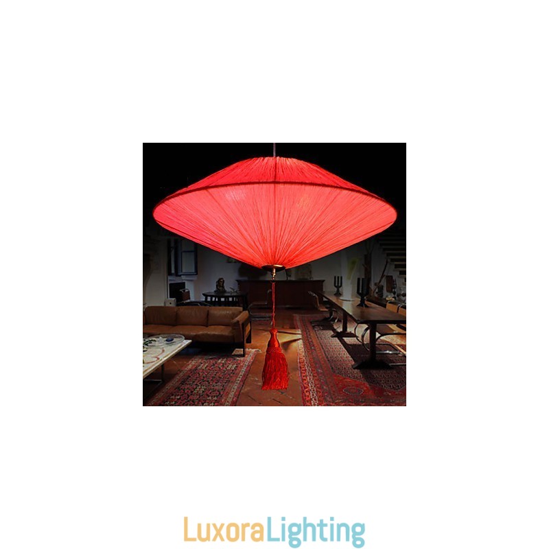 Designer Touch Decorative Lotus Leaf Modern Marine Cloth Art Droplight Of Red Lanterns Lamp Light