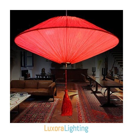 Designer Touch Decorative Lotus Leaf Modern Marine Cloth Art Droplight Of Red Lanterns Lamp Light