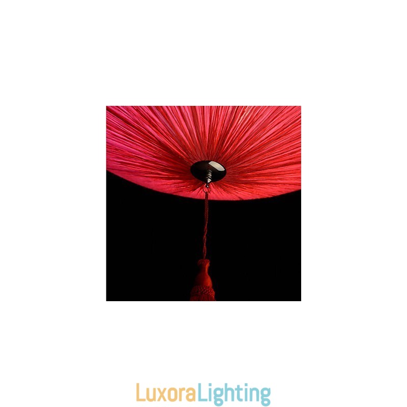 Designer Touch Decorative Lotus Leaf Modern Marine Cloth Art Droplight Of Red Lanterns Lamp Light