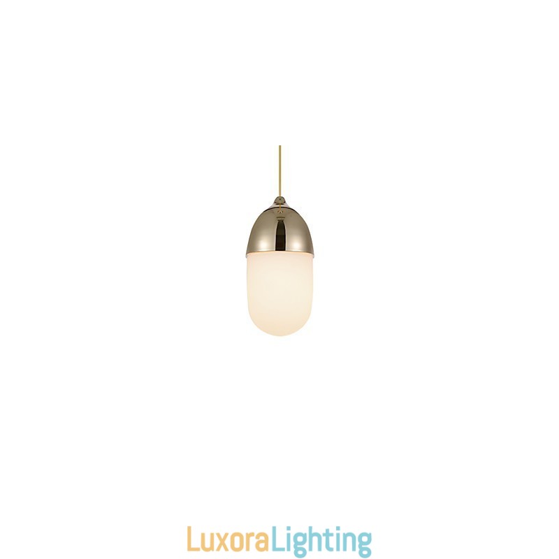 Designer Touch Decorative Mini Acorn Pendant Lamp 1 Light Mordern Simplicity Golden Chrome Wooden Color Finish Carbon Steel & Glass Droplight
