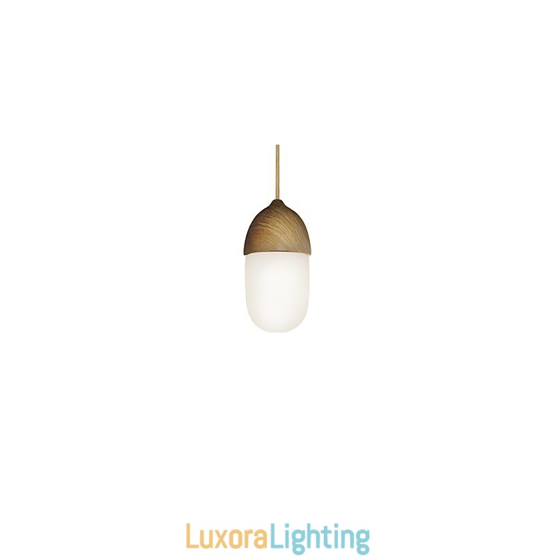 Designer Touch Decorative Mini Acorn Pendant Lamp 1 Light Mordern Simplicity Golden Chrome Wooden Color Finish Carbon Steel & Glass Droplight