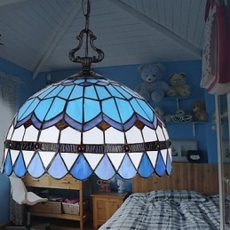 Designer Touch Decorative European Rural Creative Arts Stained Glass Chandelier Restoring Ancient Ways Lamp Light