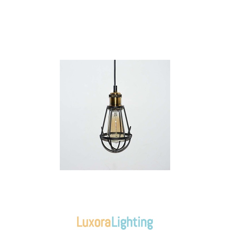 Designer Touch Decorative LOFT Lamp Vintage Pendant Light Edison Light Balck Iron Metal Cage Lampshade Warehouse Style Lighting Light Fixture