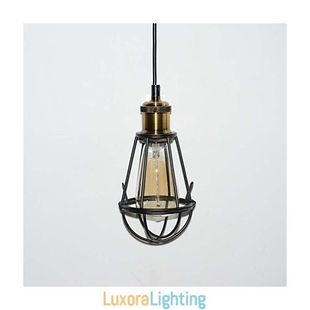 Designer Touch Decorative LOFT Lamp Vintage Pendant Light Edison Light Balck Iron Metal Cage Lampshade Warehouse Style Lighting Light Fixture