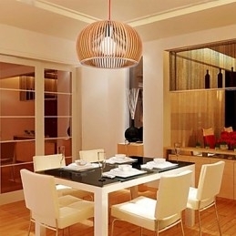 Designer Touch Decorative Design Style Circular Feature L Pendant Light 1 Light Wooden