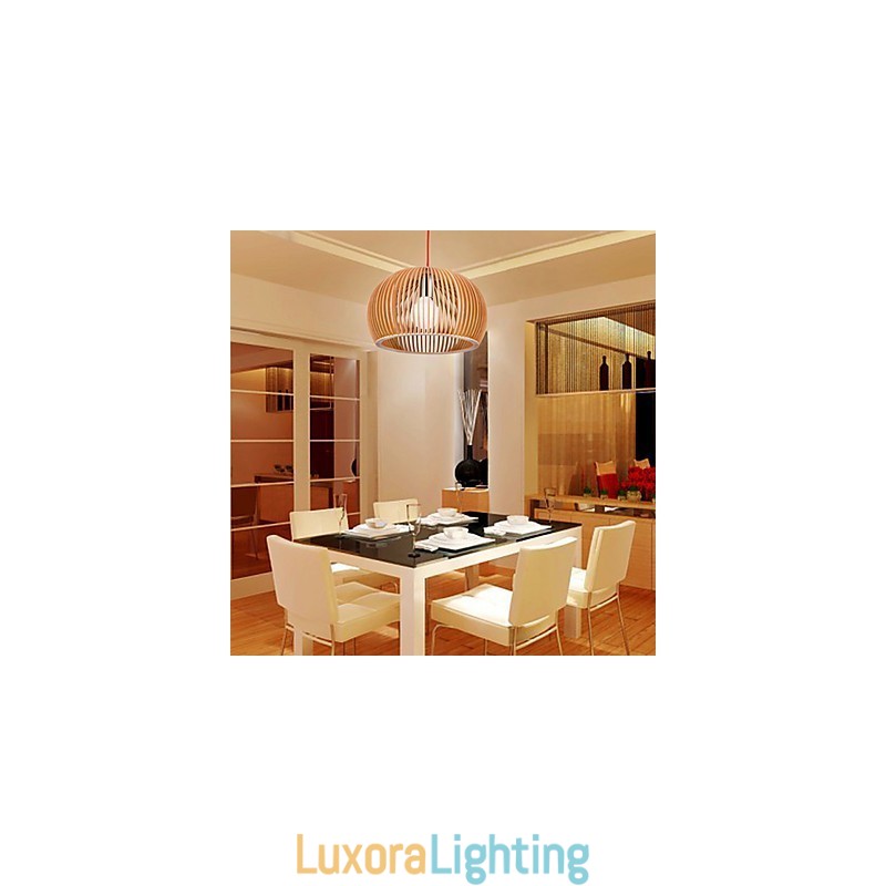 Designer Touch Decorative Design Style Circular Feature L Pendant Light 1 Light Wooden