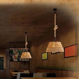 Designer Touch Decorative Loft Industrial Wind Creative Nordic Hemp Rope Meals Chandelier Lamp