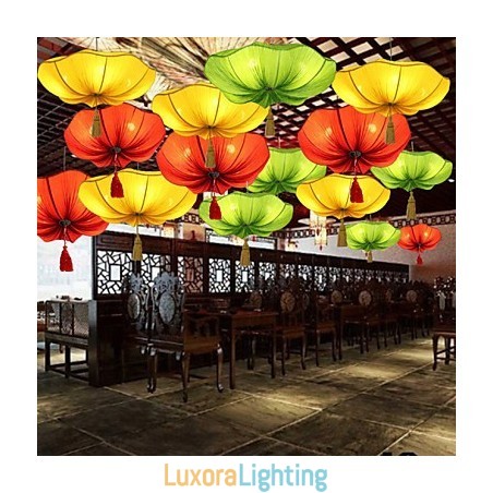 Designer Touch Decorative Cloth Art Romantic Imitation Of Classical Droplight Southeast Asia Lotus Lantern Lamp Light