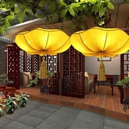 Designer Touch Decorative Cloth Art Romantic Imitation Of Classical Droplight Southeast Asia Lotus Lantern Lamp Light