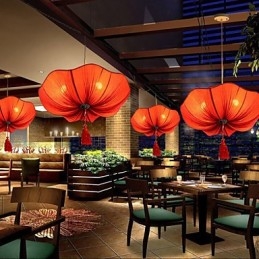 Designer Touch Decorative Cloth Art Romantic Imitation Of Classical Droplight Southeast Asia Lotus Lantern Lamp Light