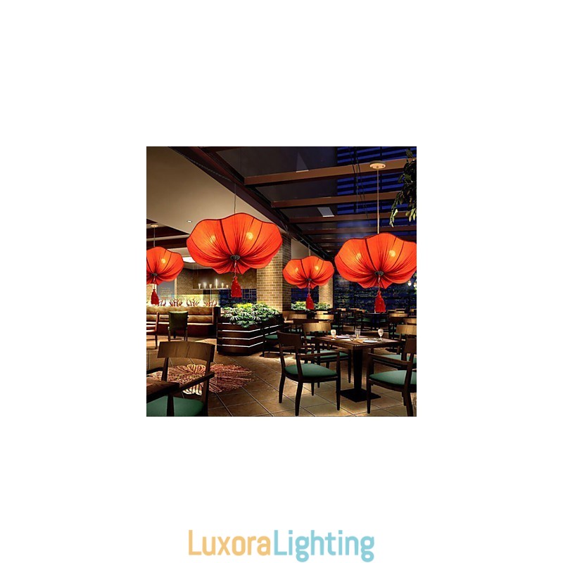 Designer Touch Decorative Cloth Art Romantic Imitation Of Classical Droplight Southeast Asia Lotus Lantern Lamp Light