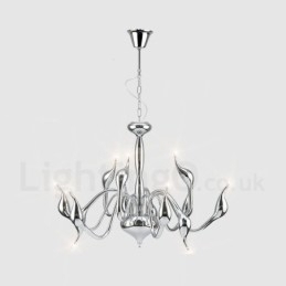 Designer Touch Decorative 12 Light Modern Swan Chrome Metal Chandelier Pendant Light