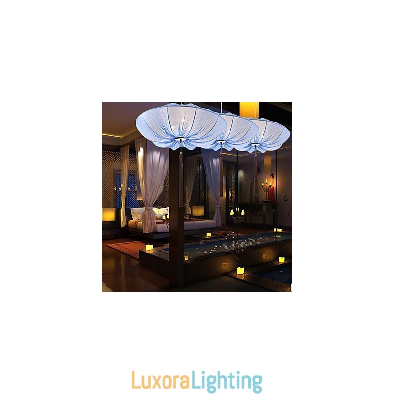 Designer Touch Decorative Creative Round Big Red Lantern Lotus Leaf Wedding Festival Cloth Art Chandelier Lamp Light