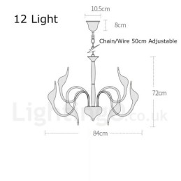 Designer Touch Decorative 12 Light Modern Swan Chrome Metal Chandelier Pendant Light